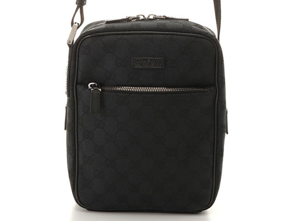 Gucci GG Hobo Bag Black Canvas Leather